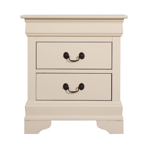 Passion Furniture 24 x 22 x 16 in. Louis Philippe 2-Drawer Nightstand, Beige PF-G3175-N - main